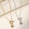 Soulline Women's Surgical Steel Necklace Stylish Lock Drop Titanium Necklace (2 Colors) - Image 3