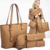 Women's Classic Large-Capacity Tote Shoulder Bag Tote Bag Cross Bag Card Wallet Daily Life 4-piece Women's Bag - Image 2