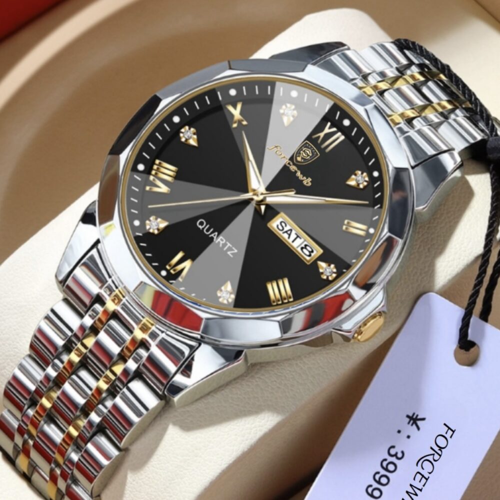 Mens Analog Quartz Business Dress Watch Day Date Stainless Steel Classic Luxury Luminous Waterproof Casual Male Wrist Watches
