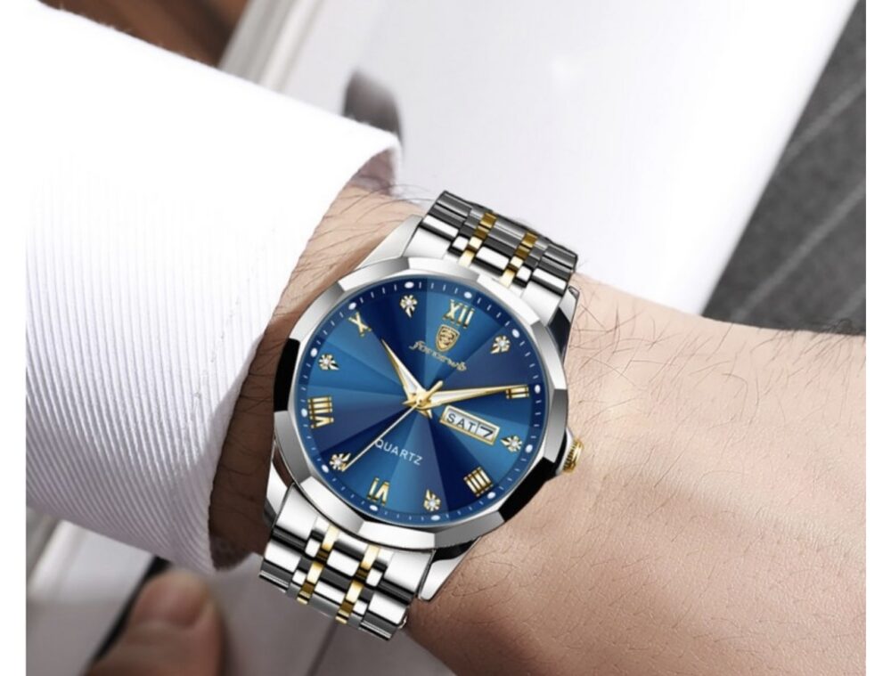 Mens Analog Quartz Business Dress Watch Day Date Stainless Steel Classic Luxury Luminous Waterproof Casual Male Wrist Watches