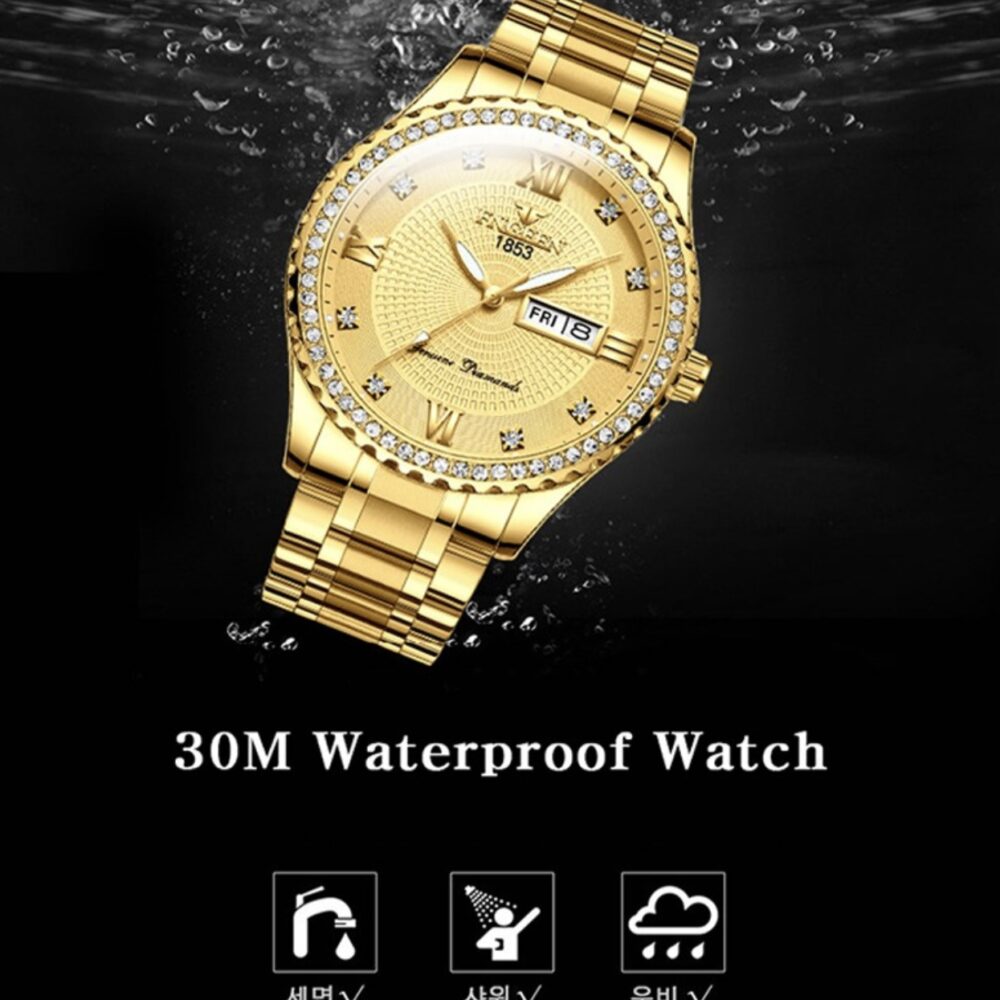 Automatic Watches for Men Waterproof Luxury Dress Self Winding Mechanical Stainless Steel Luminous Diamond Tow Tone Men's Wrist Watches Gift