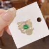 Jewelry 14K High Quality Green Crystal Adjustable Open Ring JZ-1101 - Image 5