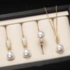 FANSYLI Jewelry Set Shell Freshwater Pearl Set Jewelry Three Piece Women's Fashion Necklace Pendant Ring Earring Birthday Holiday Gift W2405M10 - Image 2