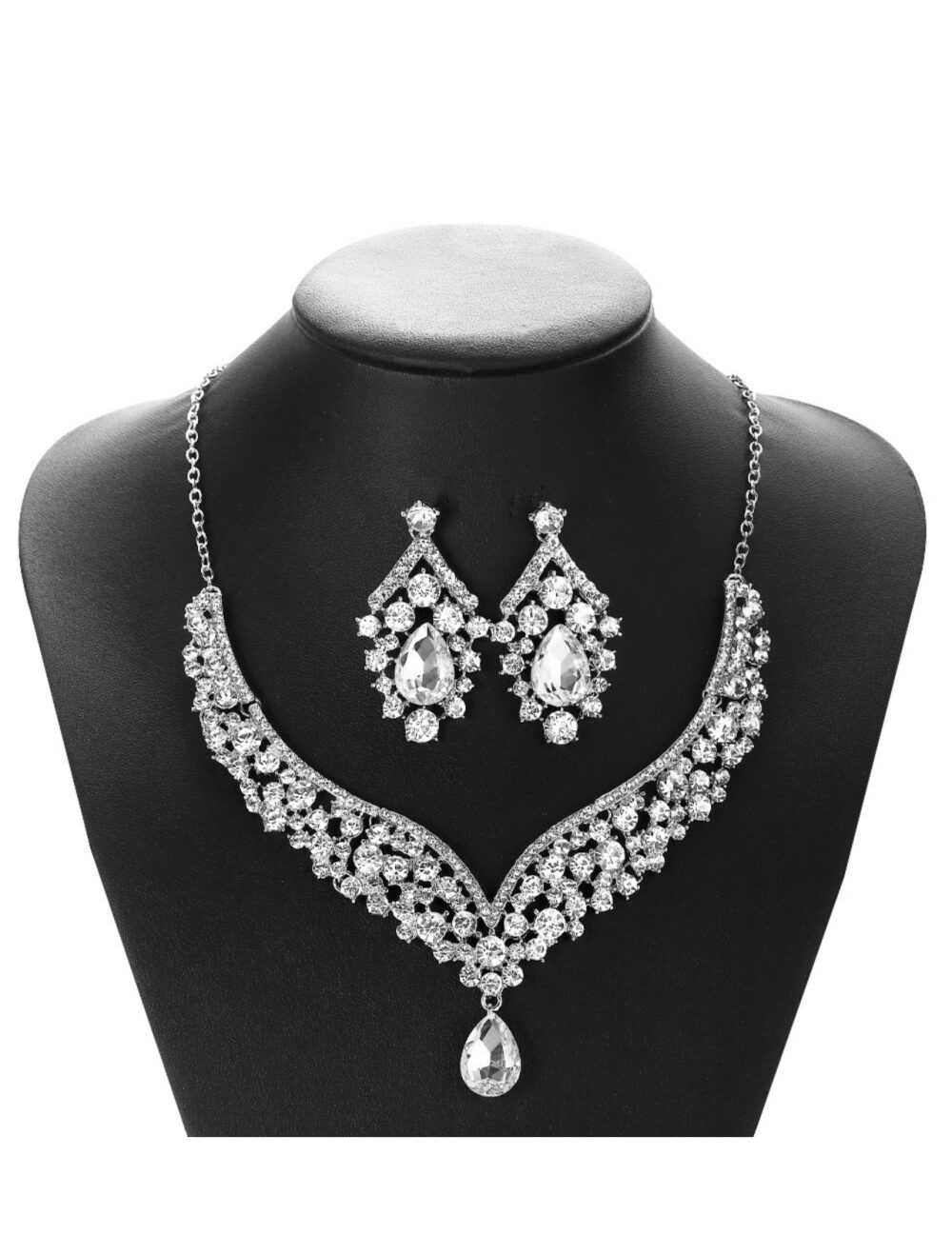 Wedding Necklace Earrings Set Self-Wedding Shooting 14k Cubic Accessory Chandelier Necklace Earrings Set Party Dress Jewelry Set 2312F04